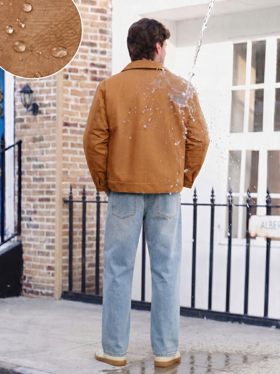 TACVASEN Brown Yellow Men's Heavy Duty Canvas Work Jacket | Rugged Industrial Coat