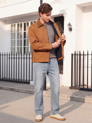 TACVASEN Brown Yellow Men's Heavy Duty Canvas Work Jacket | Rugged Industrial Coat