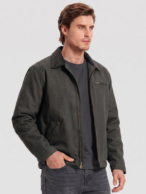 TACVASEN Dark Grey Men's Heavy Duty Canvas Work Jacket | Rugged Industrial Coat