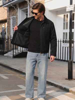 TACVASEN Black Men's Heavy Duty Canvas Work Jacket | Rugged Industrial Coat
