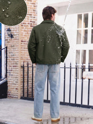 TACVASEN Army Green Men's Heavy Duty Canvas Work Jacket | Rugged Industrial Coat
