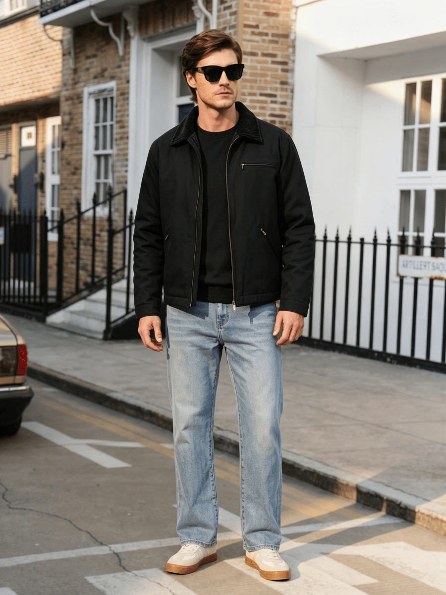 TACVASEN Black Men's Heavy Duty Canvas Work Jacket | Rugged Industrial Coat