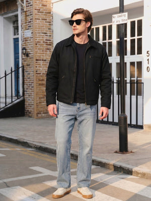 TACVASEN Black Men's Heavy Duty Canvas Work Jacket | Rugged Industrial Coat