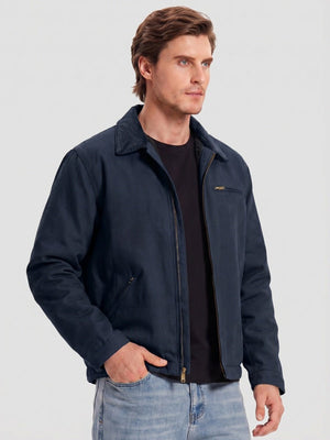 TACVASEN Navy Men's Heavy Duty Canvas Work Jacket | Rugged Industrial Coat
