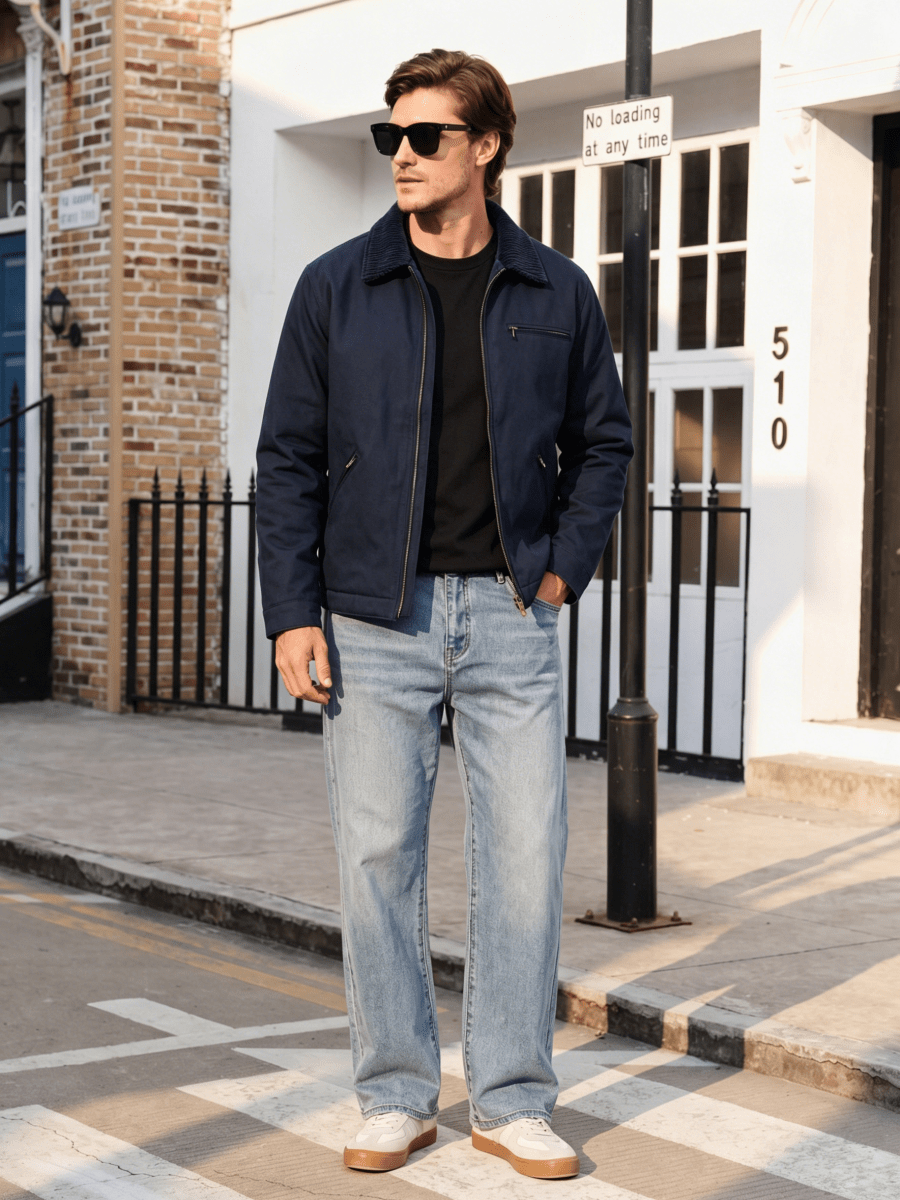 TACVASEN Navy Men's Heavy Duty Canvas Work Jacket | Rugged Industrial Coat
