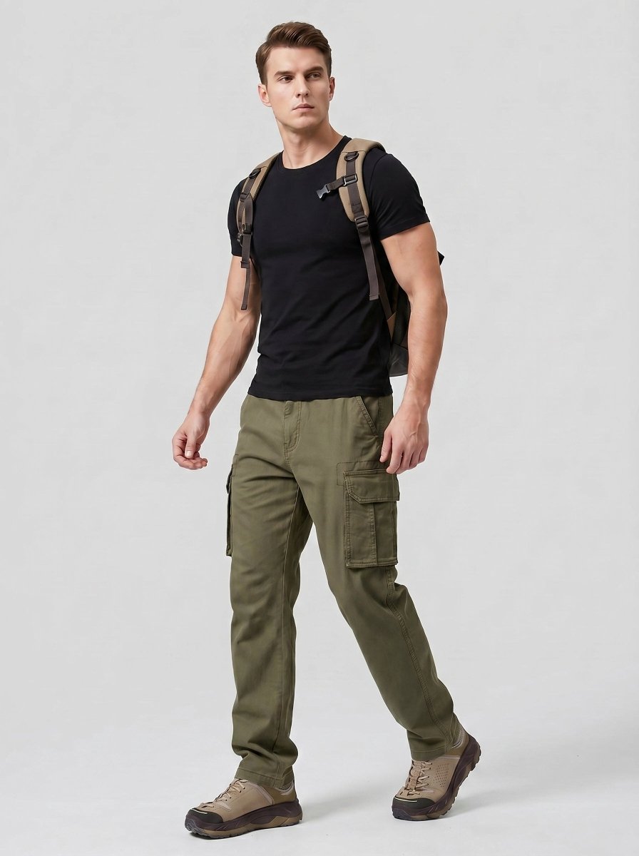 TACVASEN Army Green Men's Heavy Duty Multi - Pocket Straight Fit Cargo Pants