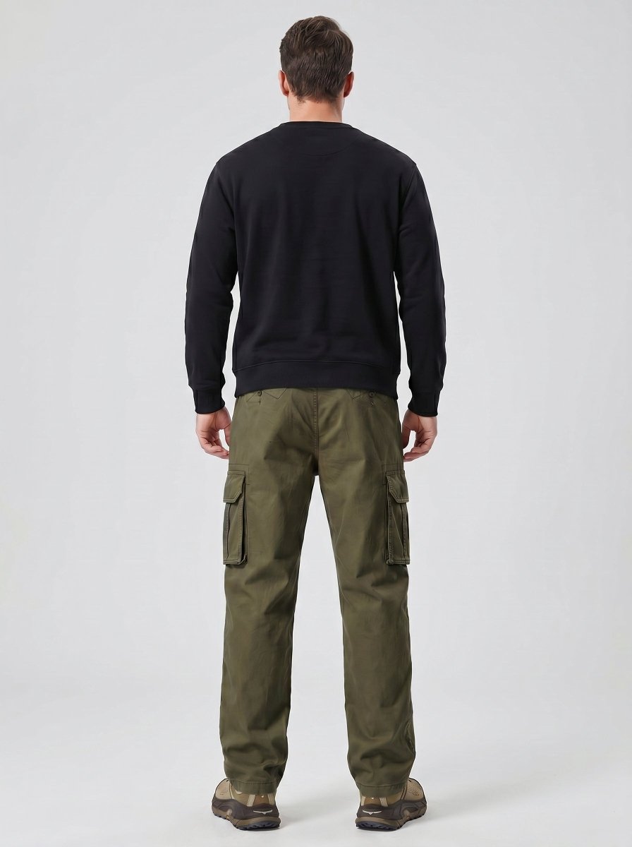 TACVASEN Army Green Men's Heavy Duty Multi - Pocket Straight Fit Cargo Pants