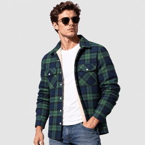 TACVASEN Green Men's Heavyweight Casual Fleece Lined Flannel Work Jacket