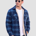 TACVASEN Grey Blue Men's Heavyweight Casual Fleece Lined Flannel Work Jacket