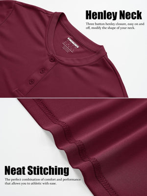 TACVASEN Wine red Men's Henley Shirt Short Sleeve T-shirts
