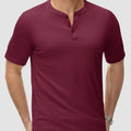 TACVASEN Wine red Men's Henley Shirt Short Sleeve T-shirts