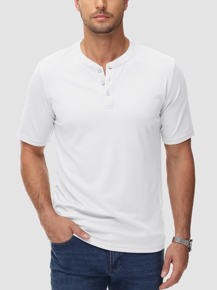 TACVASEN White Men's Henley Shirt Short Sleeve T-shirts