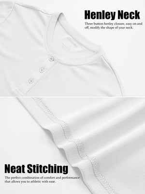 TACVASEN White Men's Henley Shirt Short Sleeve T-shirts