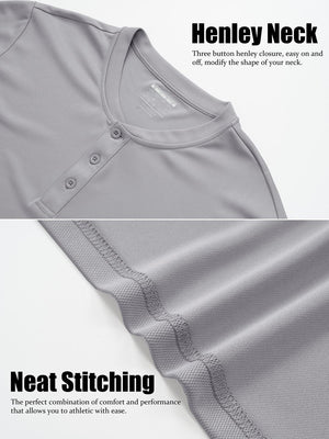 TACVASEN Light Grey Men's Henley Shirt Short Sleeve T-shirts