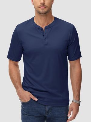 TACVASEN Navy Men's Henley Shirt Short Sleeve T-shirts