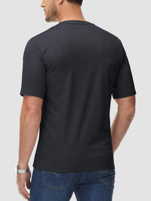 TACVASEN Black Men's Henley Shirt Short Sleeve T-shirts