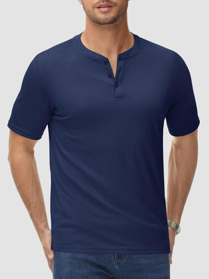 TACVASEN Navy Men's Henley Shirt Short Sleeve T-shirts