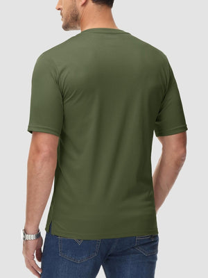 TACVASEN Army Green Men's Henley Shirt Short Sleeve T-shirts