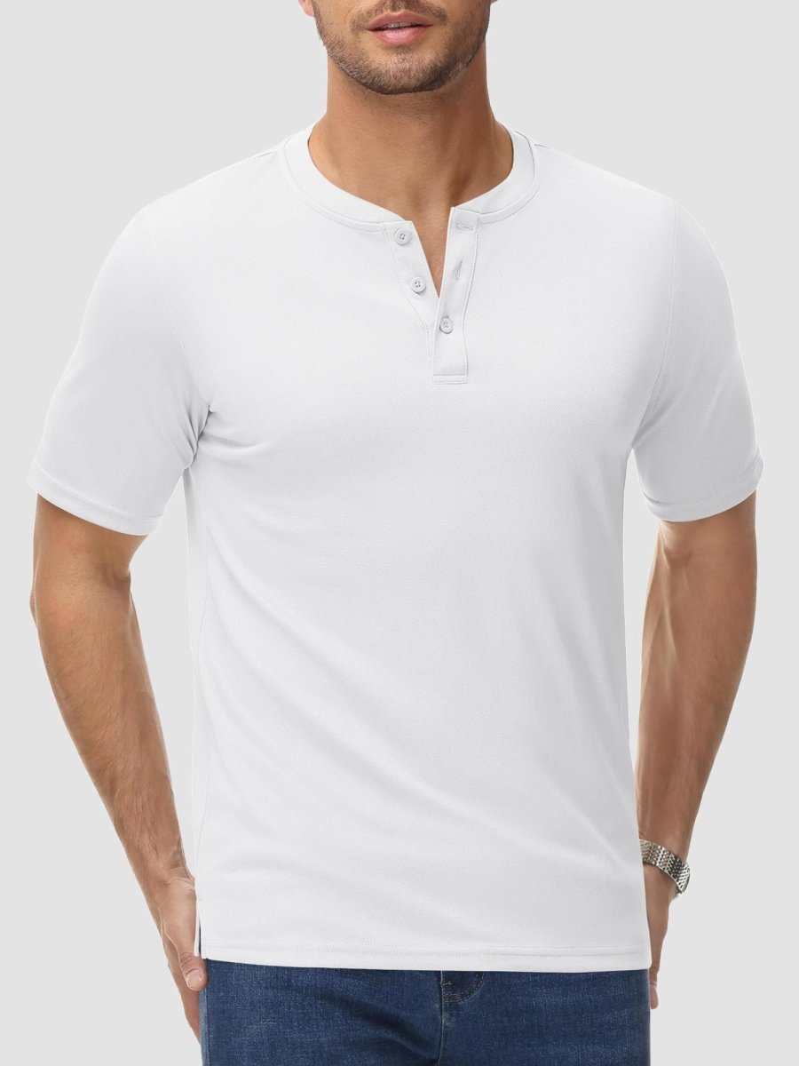 TACVASEN White Men's Henley Shirt Short Sleeve T-shirts