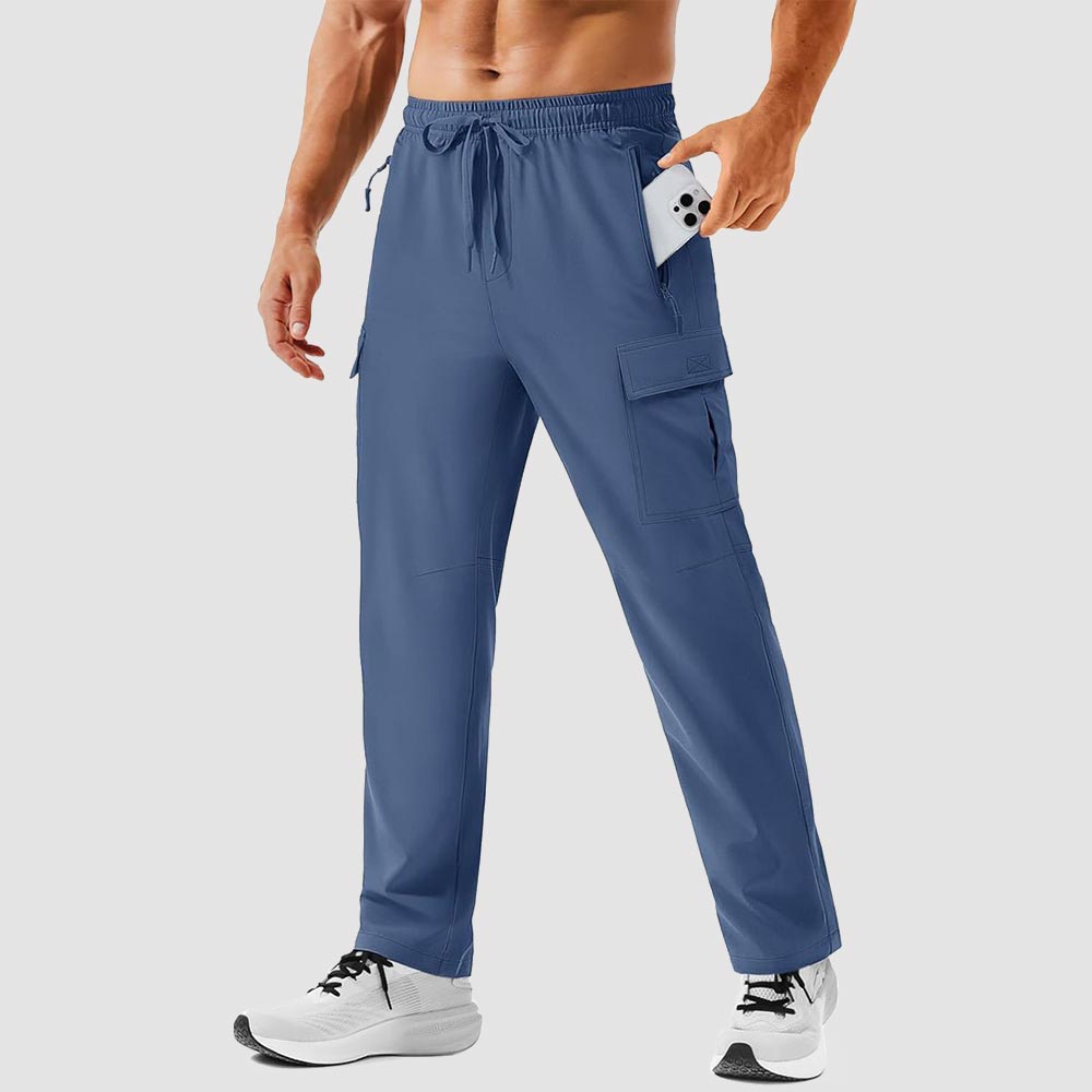 TACVASEN Blue Grey Men's Hiking Cargo Pants Quick Dry Water Resistant Pants