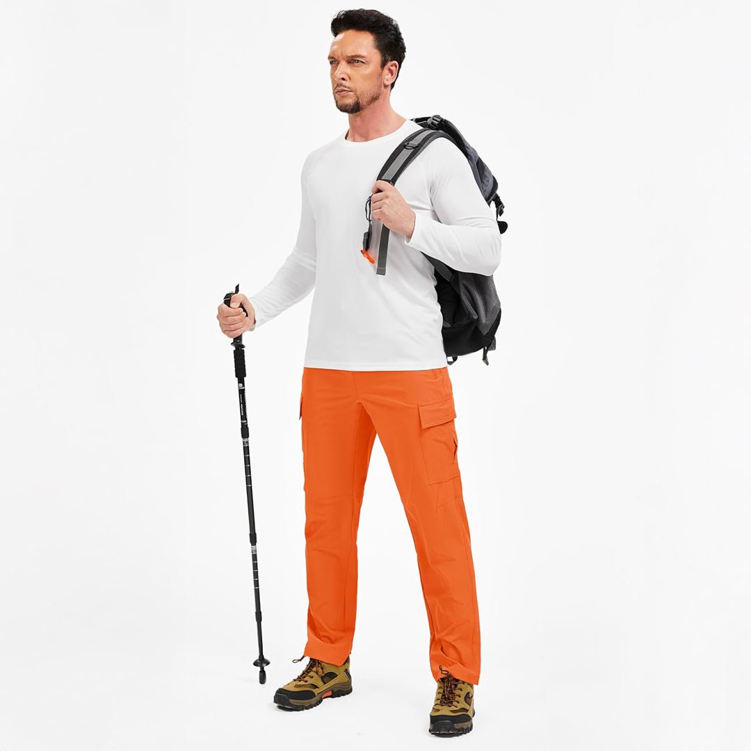 TACVASEN Orange Men's Hiking Cargo Pants Quick Dry Water Resistant Pants