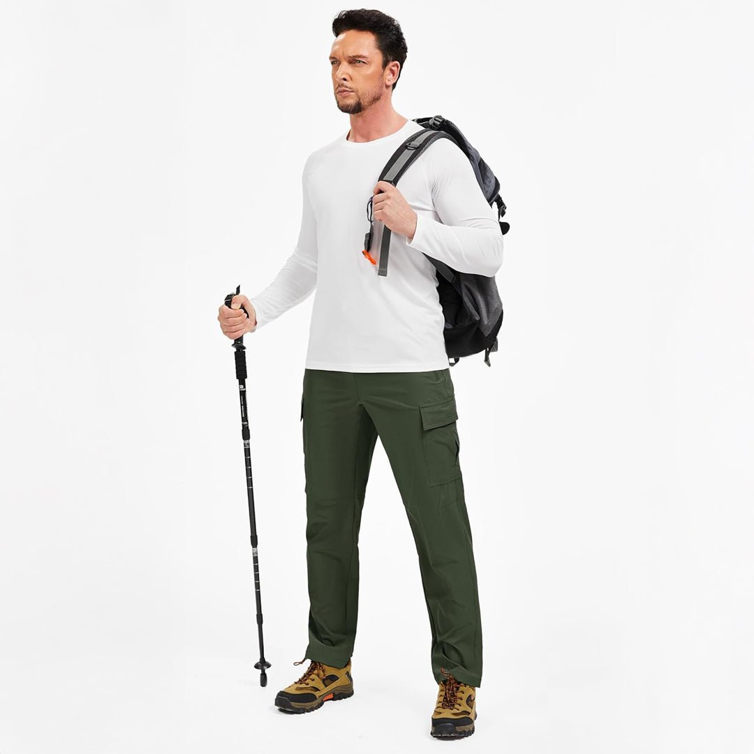 TACVASEN Army Green Men's Hiking Cargo Pants Quick Dry Water Resistant Pants