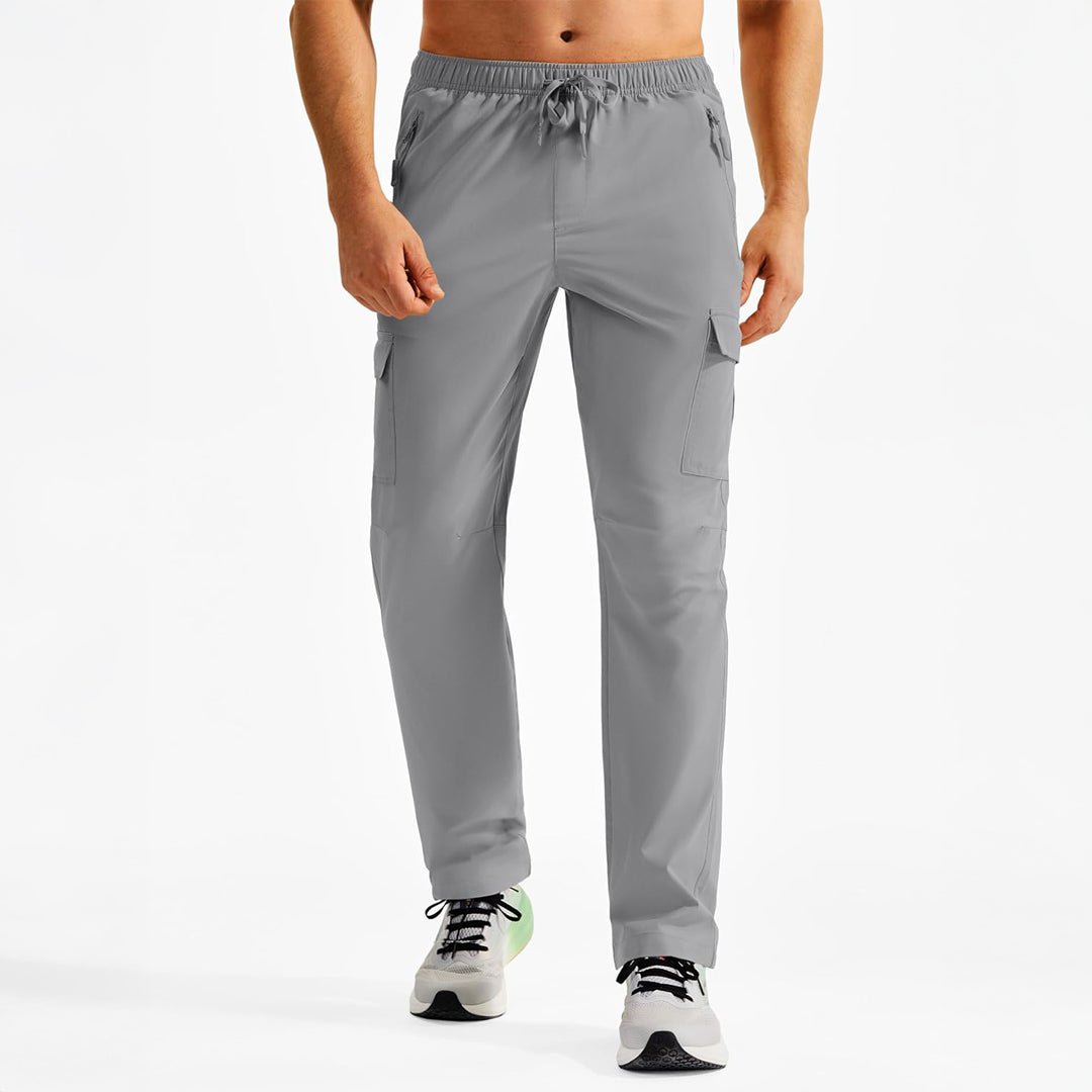 TACVASEN Light Grey Men's Hiking Cargo Pants Quick Dry Water Resistant Pants