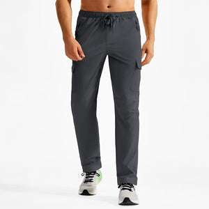 TACVASEN Dark Grey Men's Hiking Cargo Pants Quick Dry Water Resistant Pants