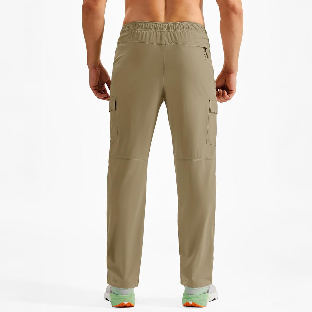 TACVASEN Khaki Men's Hiking Cargo Pants Quick Dry Water Resistant Pants