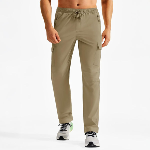 TACVASEN Khaki Men's Hiking Cargo Pants Quick Dry Water Resistant Pants