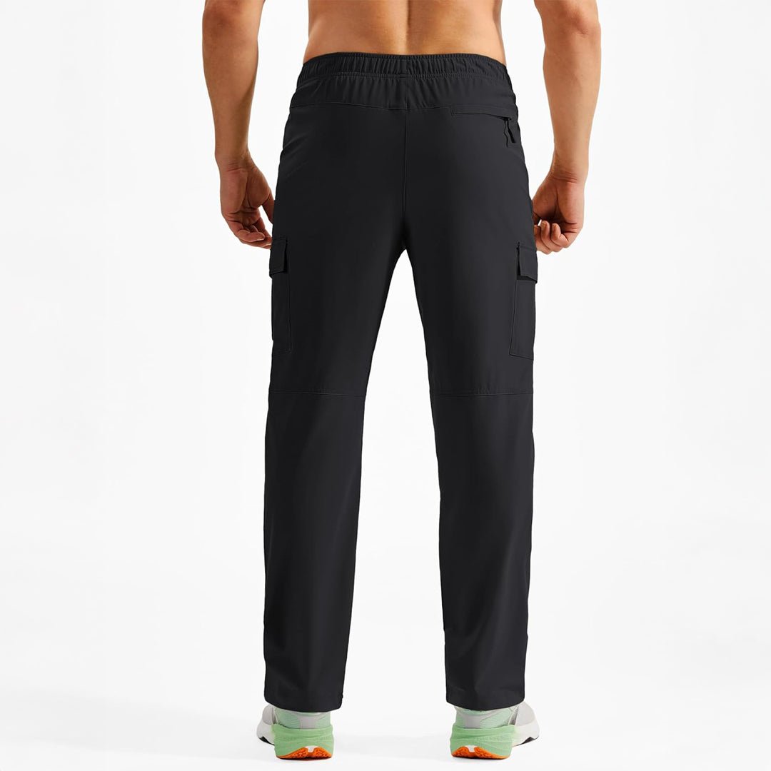 TACVASEN Black Men's Hiking Cargo Pants Quick Dry Water Resistant Pants