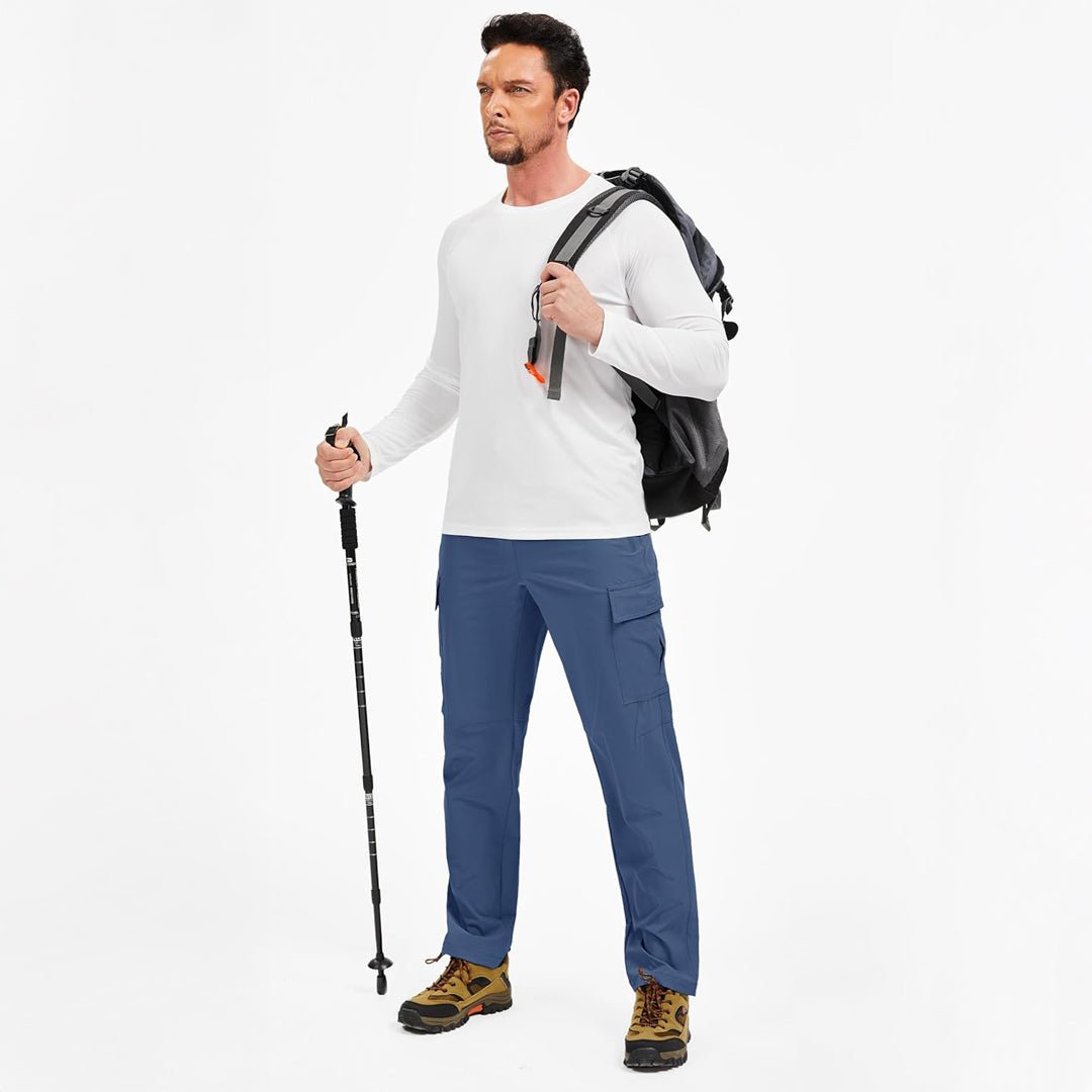 TACVASEN Blue Grey Men's Hiking Cargo Pants Quick Dry Water Resistant Pants