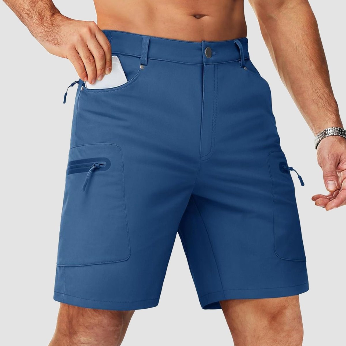 TACVASEN Blue Grey Men's Hiking Cargo Shorts 10 Inch Lightweight Outdoor Work Travel Shorts
