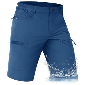 TACVASEN Blue Grey Men's Hiking Cargo Shorts 10 Inch Lightweight Outdoor Work Travel Shorts