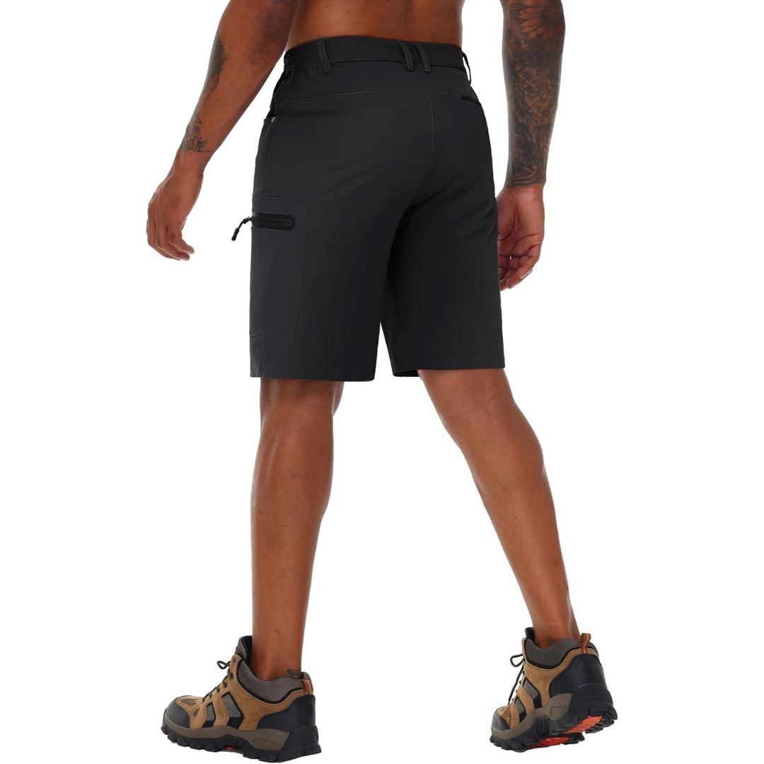TACVASEN Black Men's Hiking Cargo Shorts 10 Inch Lightweight Outdoor Work Travel Shorts