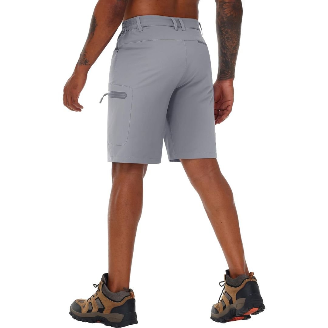 TACVASEN Light Grey Men's Hiking Cargo Shorts 10 Inch Lightweight Outdoor Work Travel Shorts