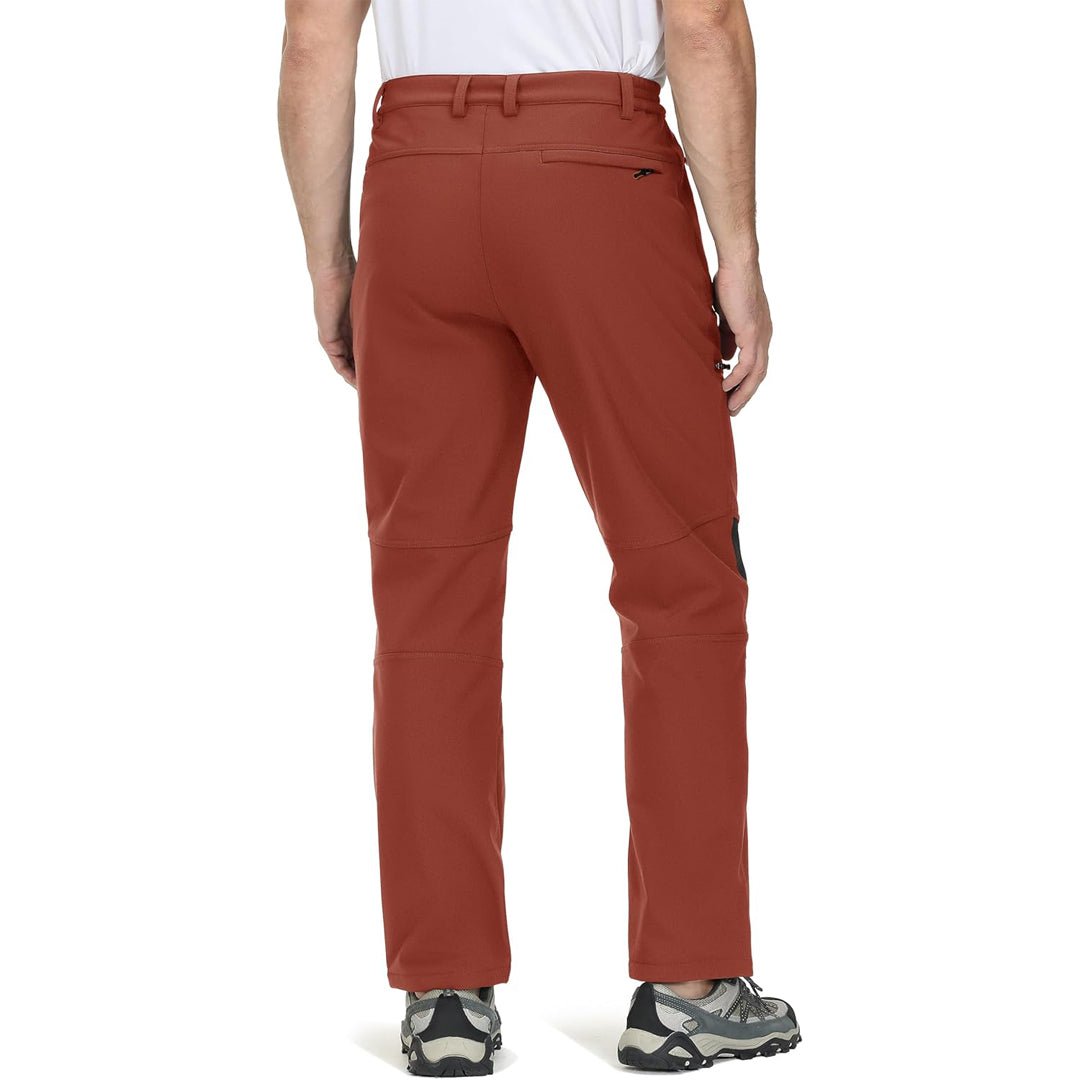TACVASEN Khaki Men's Fleece Lined Windproof Water Resistant Ski Pants