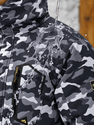 TACVASEN Black Camouflage Mens Hiking Insulated Fleece Lined Winter Snow Jacket
