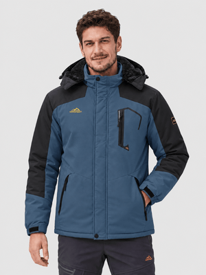 TACVASEN Denim Blue Mens Hiking Insulated Fleece Lined Winter Snow Jacket