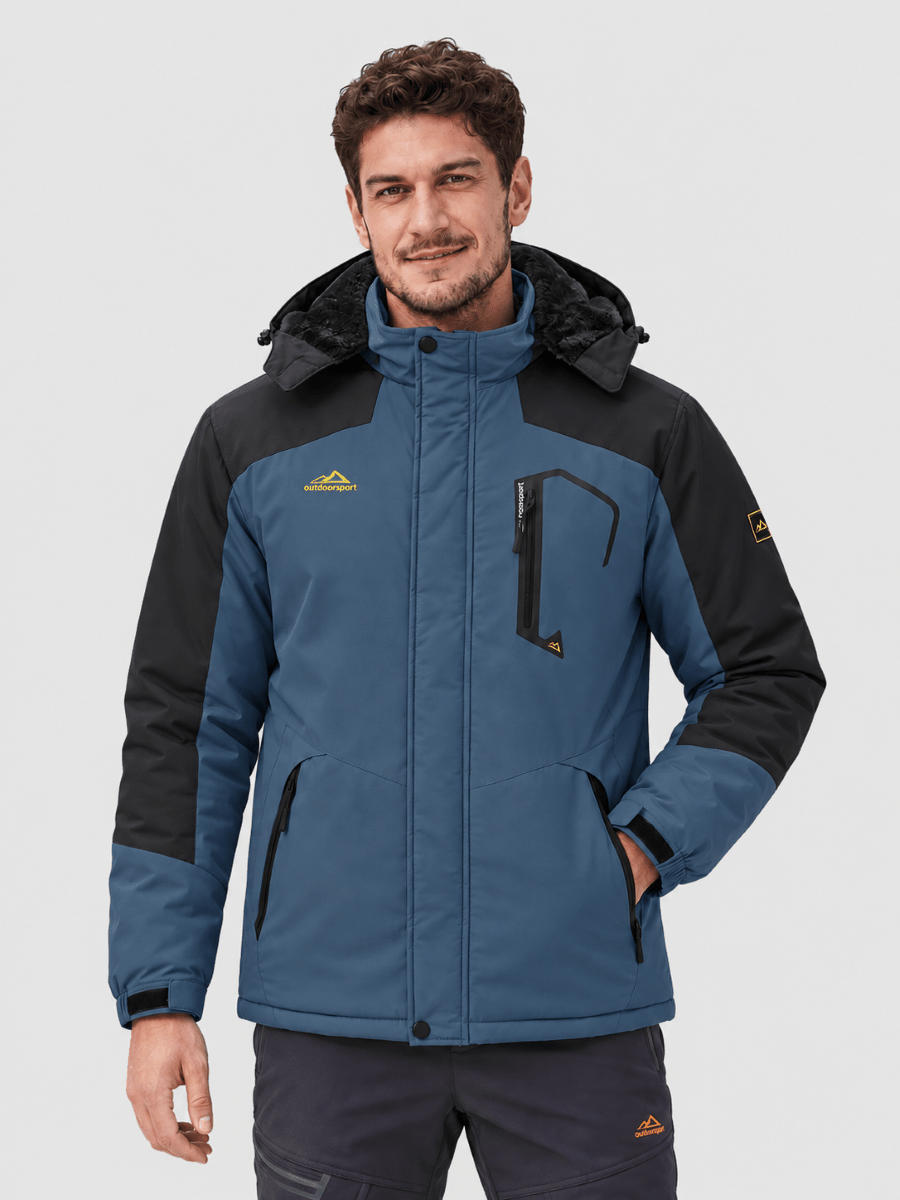 TACVASEN Denim Blue Mens Hiking Insulated Fleece Lined Winter Snow Jacket