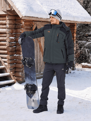 TACVASEN Grey Mens Hiking Insulated Fleece Lined Winter Snow Jacket