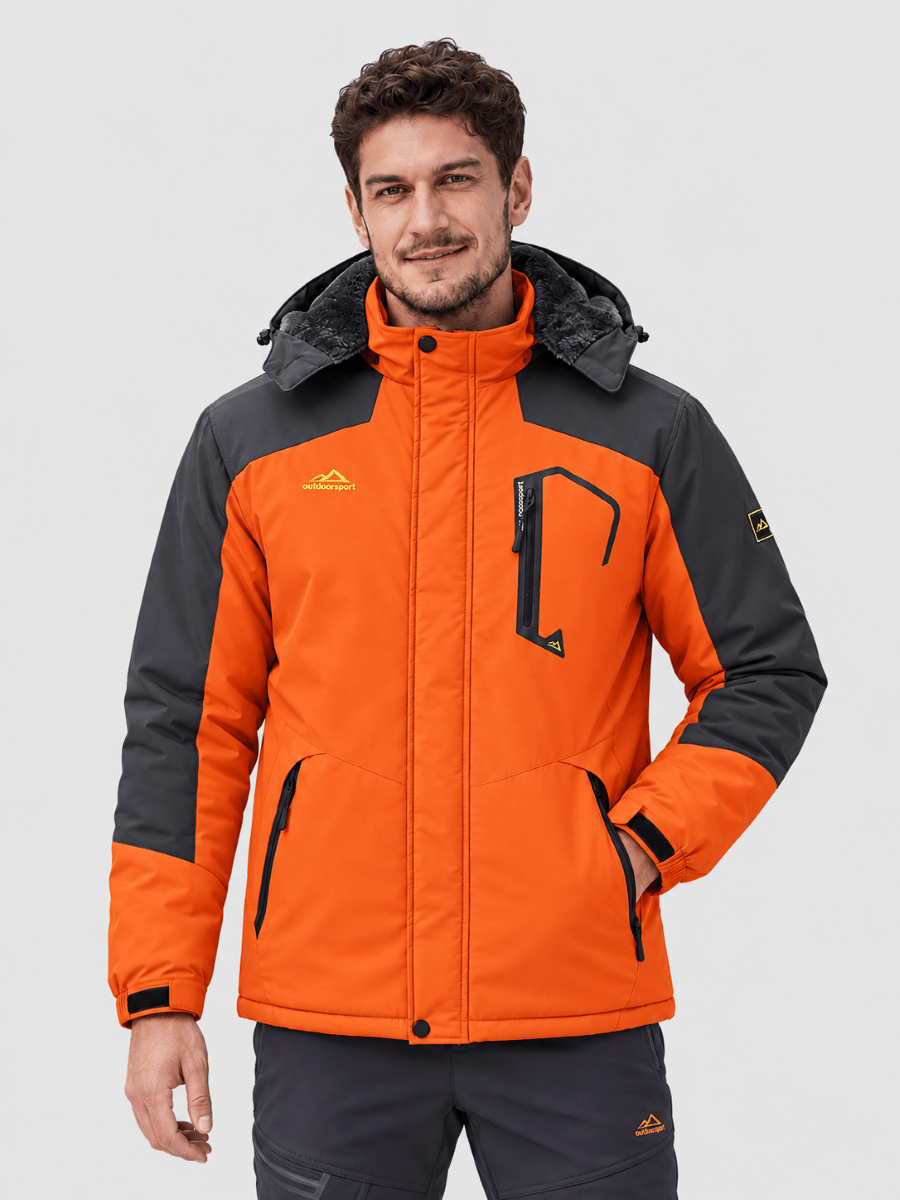 TACVASEN Orange Mens Hiking Insulated Fleece Lined Winter Snow Jacket