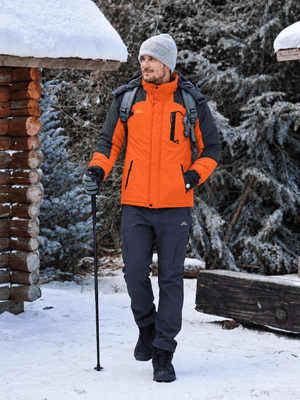 TACVASEN Orange Mens Hiking Insulated Fleece Lined Winter Snow Jacket