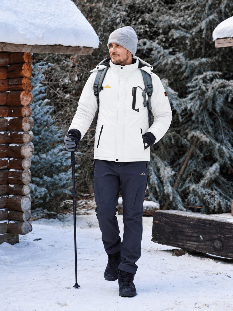 TACVASEN White Mens Hiking Insulated Fleece Lined Winter Snow Jacket