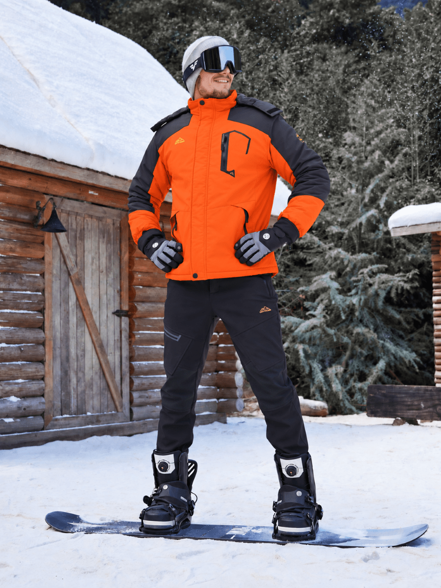 TACVASEN Orange Mens Hiking Insulated Fleece Lined Winter Snow Jacket