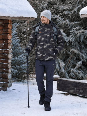 TACVASEN ArmyGreen Camouflage Mens Hiking Insulated Fleece Lined Winter Snow Jacket