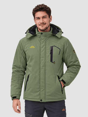 TACVASEN Grey Green Mens Hiking Insulated Fleece Lined Winter Snow Jacket
