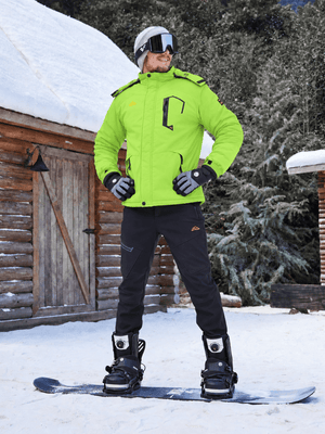 TACVASEN Bright Green Mens Hiking Insulated Fleece Lined Winter Snow Jacket