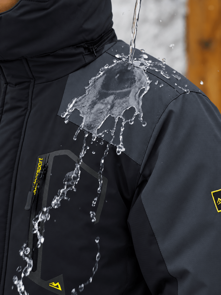 TACVASEN Grey Black Mens Hiking Insulated Fleece Lined Winter Snow Jacket