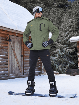 TACVASEN Grey Green Mens Hiking Insulated Fleece Lined Winter Snow Jacket